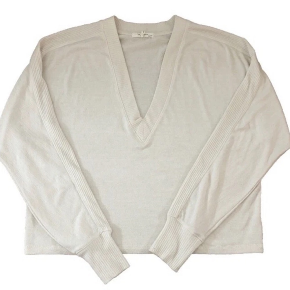 Rag n Bone Women’s Cream V-Neck Sweater - Lightweight Pullover XXS